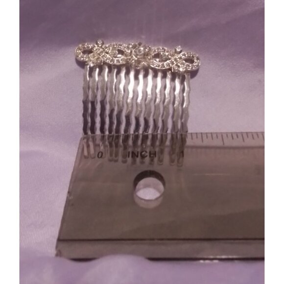 Silver Rhinestone Hair Comb Clip Bridal Wedding Accessories - Picture 2 of 2